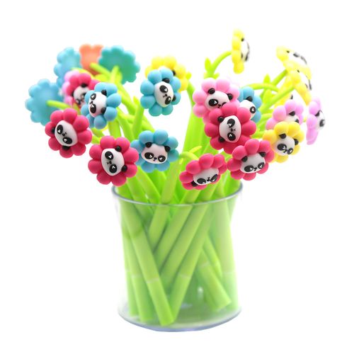 Caneta kroma Gel flor Amarela panda 0.5 - preta