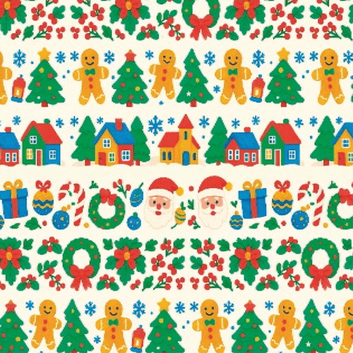 Feltro Estampado Santa Fé Barrados de Natal - 50 x 70 cm