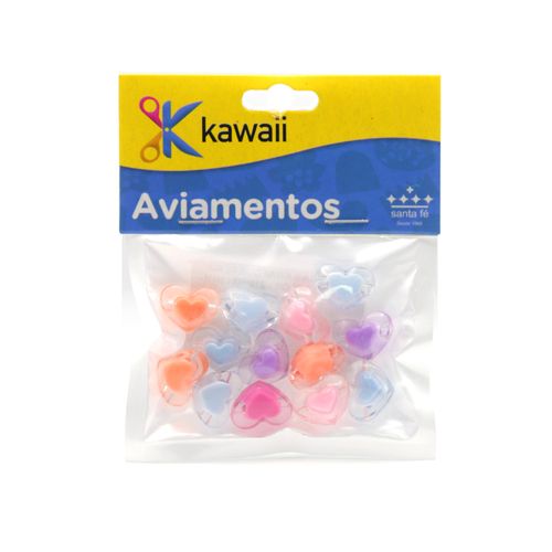 Miçanga Kawaii Coração c/ Miolo Color - 21x10 mm - 20gr